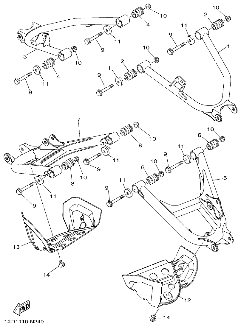 Yamaha VIKING1XP9_2014 REAR ARM parts diagram